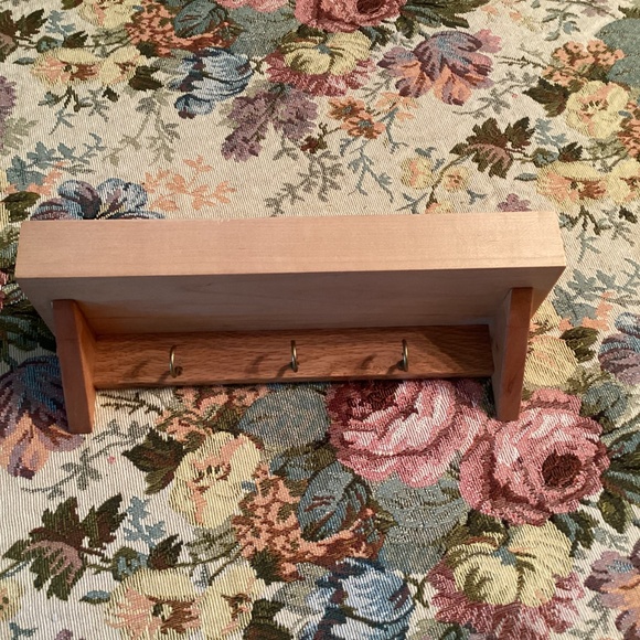 Handmade Small Wall Mount Shelf w/ Hooks - Picture 2 of 4